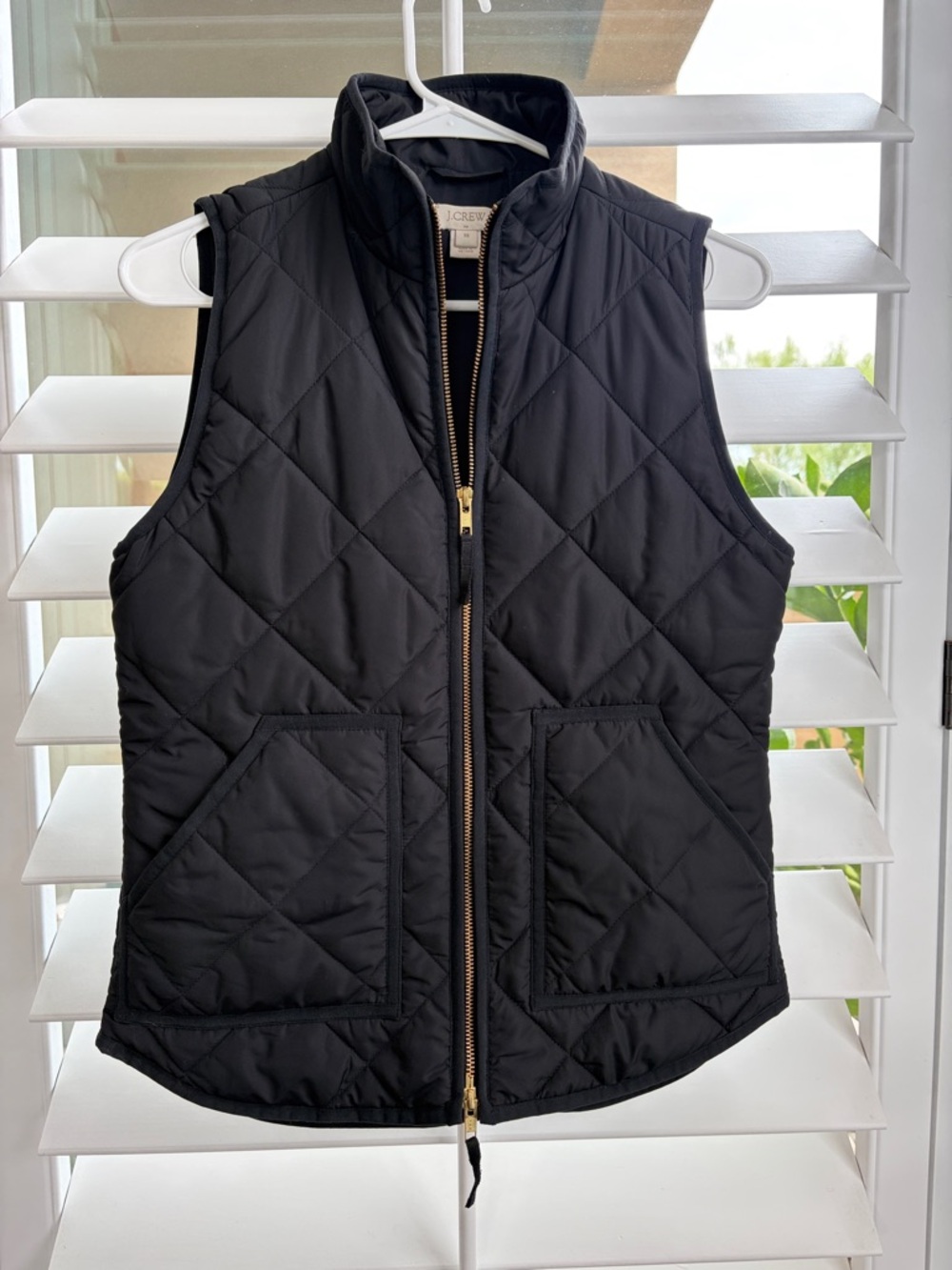 J. Crew Black Quilted Zip-Up Vest